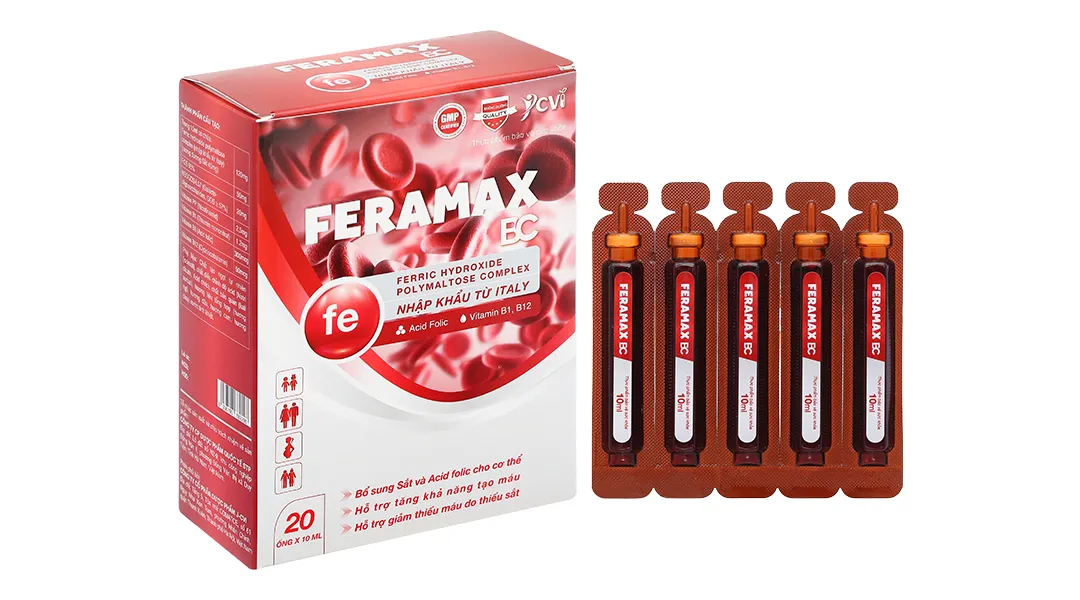 Thực phẩm bảo vệ sức khỏe Feramax Bc hộp 20 ống x 10ml 2