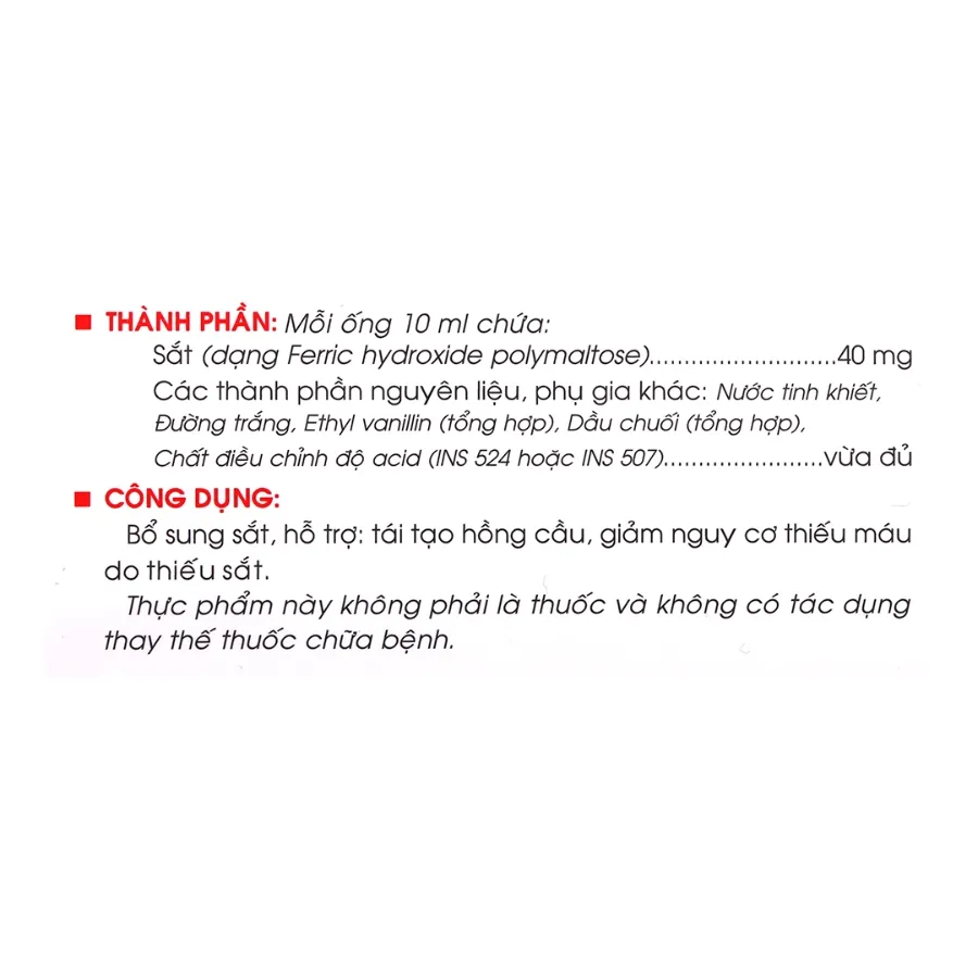 Thực phẩm bảo vệ sức khỏe Feritonic - Bổ Sung Sắt & Axit Folic Hộp 20 Ống 7