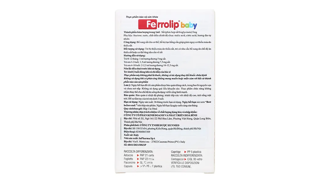 Thực phẩm bảo vệ sức khỏe Ferrolip Baby chai 30ml 4
