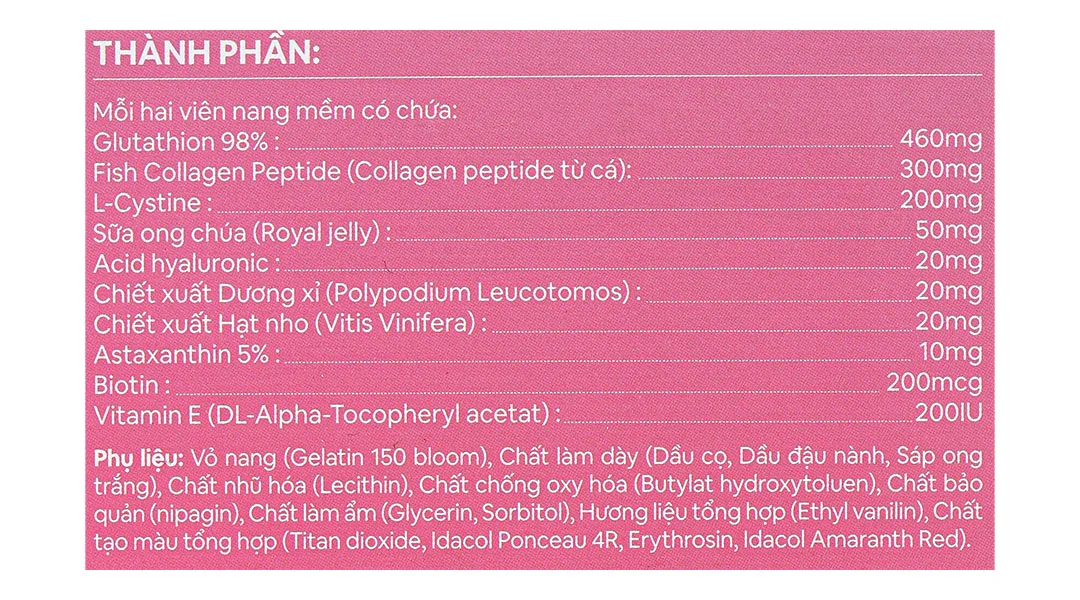 Thực phẩm bảo vệ sức khoẻ: Glutathion JV 7