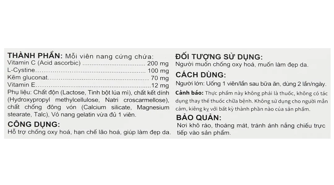 Thực phẩm bảo vệ sức khỏe Growskin hộp 30 viên 6