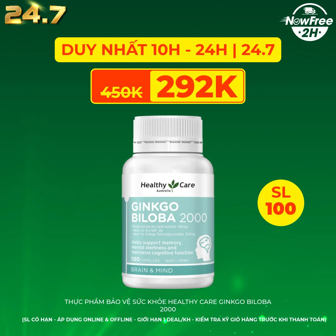 Thực Phẩm Bảo Vệ Sức Khỏe Healthy Care Ginkgo Biloba 2000