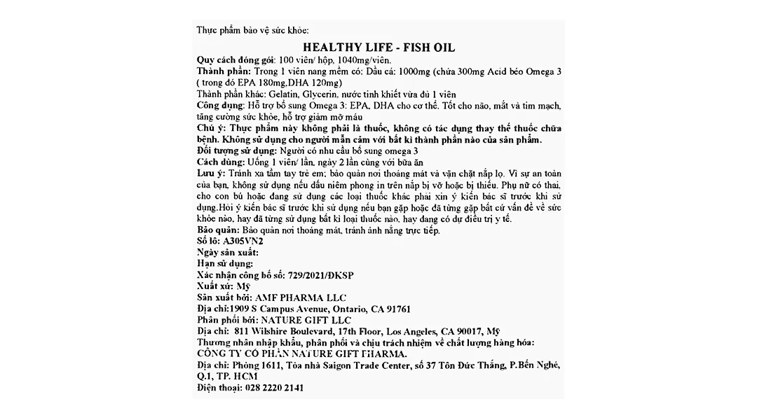 Thực phẩm bảo vệ sức khỏe Healthy Life - Fish Oil 5