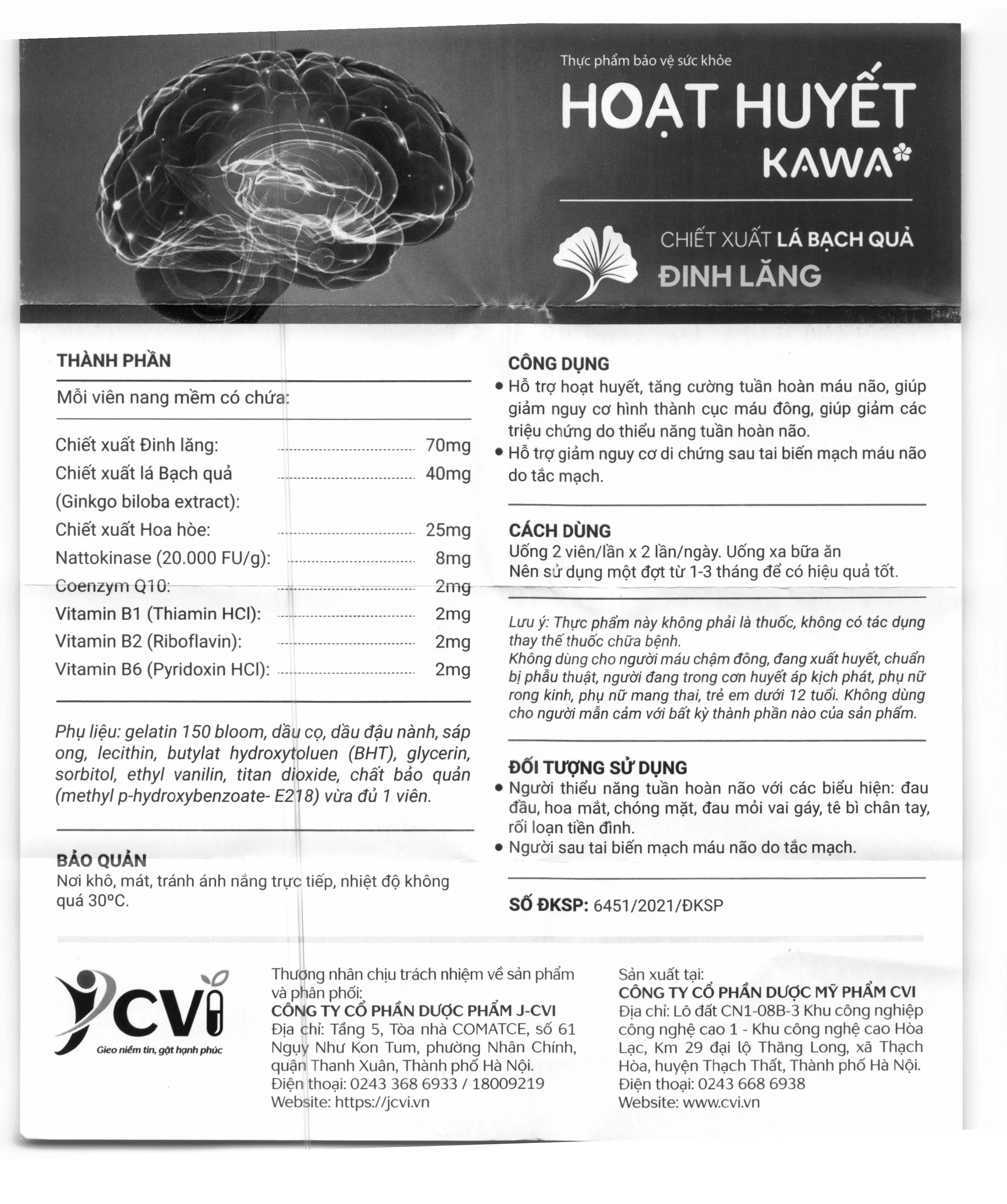 Thực phẩm bảo vệ sức khỏe Hoạt Huyết Kawa 8