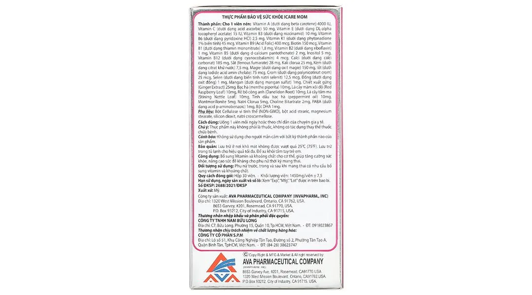 Thực phẩm bảo vệ sức khỏe Icare Mom hộp 30 viên 5