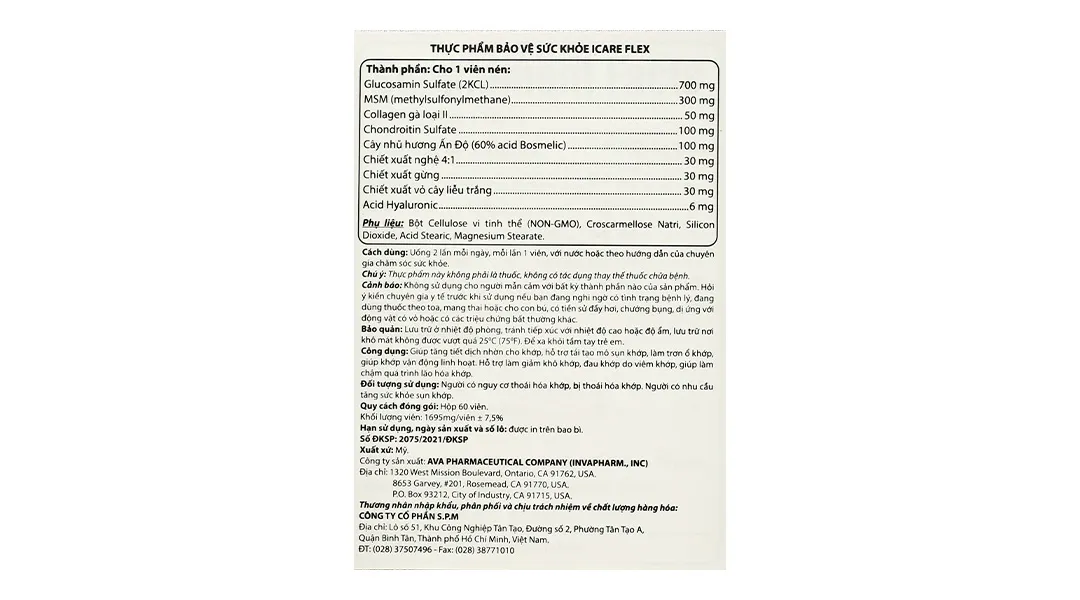Thực phẩm bảo vệ sức khỏe Icare Flex 8