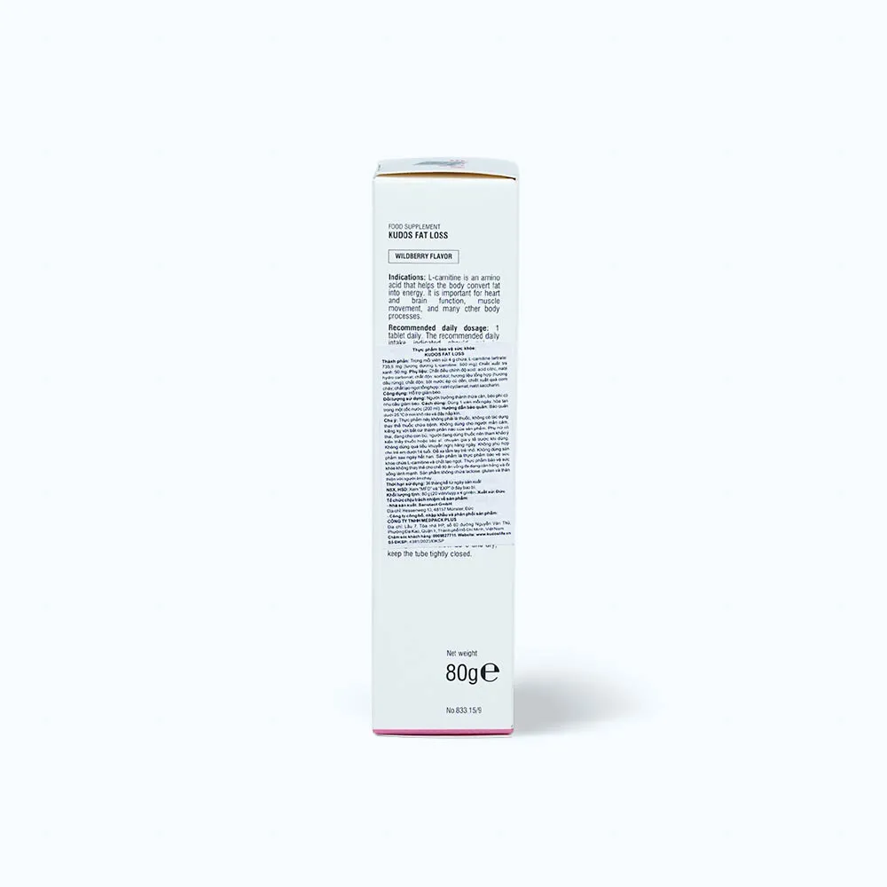 Thực phẩm bảo vệ sức khỏe Kudos Fat Loss (Tuýp 20 viên) hỗ trợ giảm cân 4