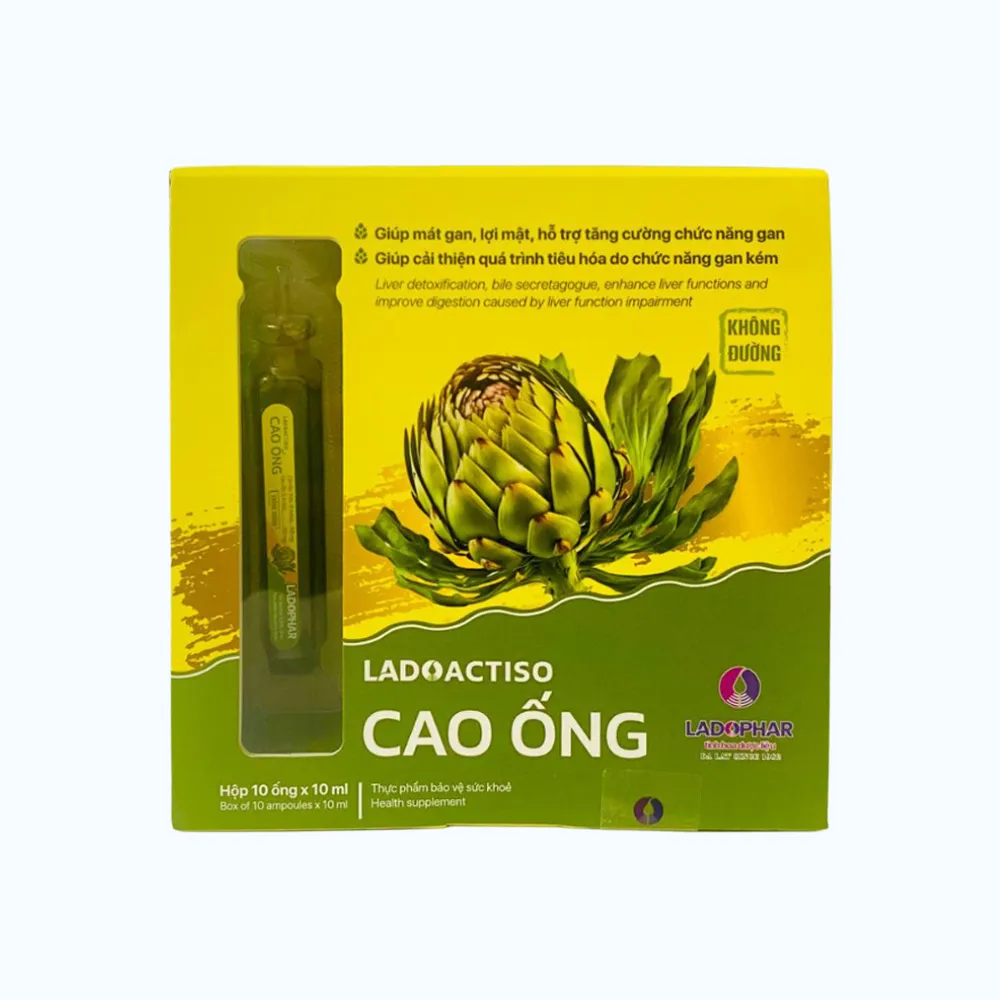 Thực phẩm bảo vệ sức khỏe LADOACTISO CAO ỐNG hỗ trợ tăng cường chức năng gan (Hộp 10 ốngx10ml)