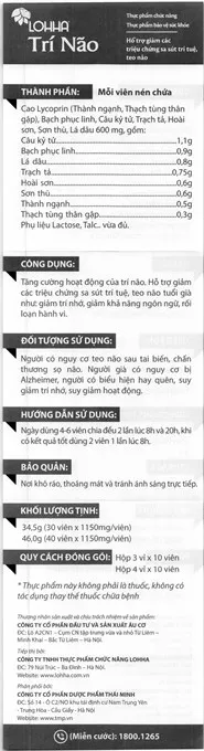 Thực phẩm bảo vệ sức khỏe Lohha Trí Não 8