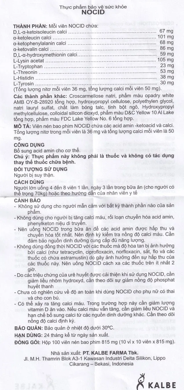 Thực phẩm bảo vệ sức khỏe NOCID (100 viên) 4
