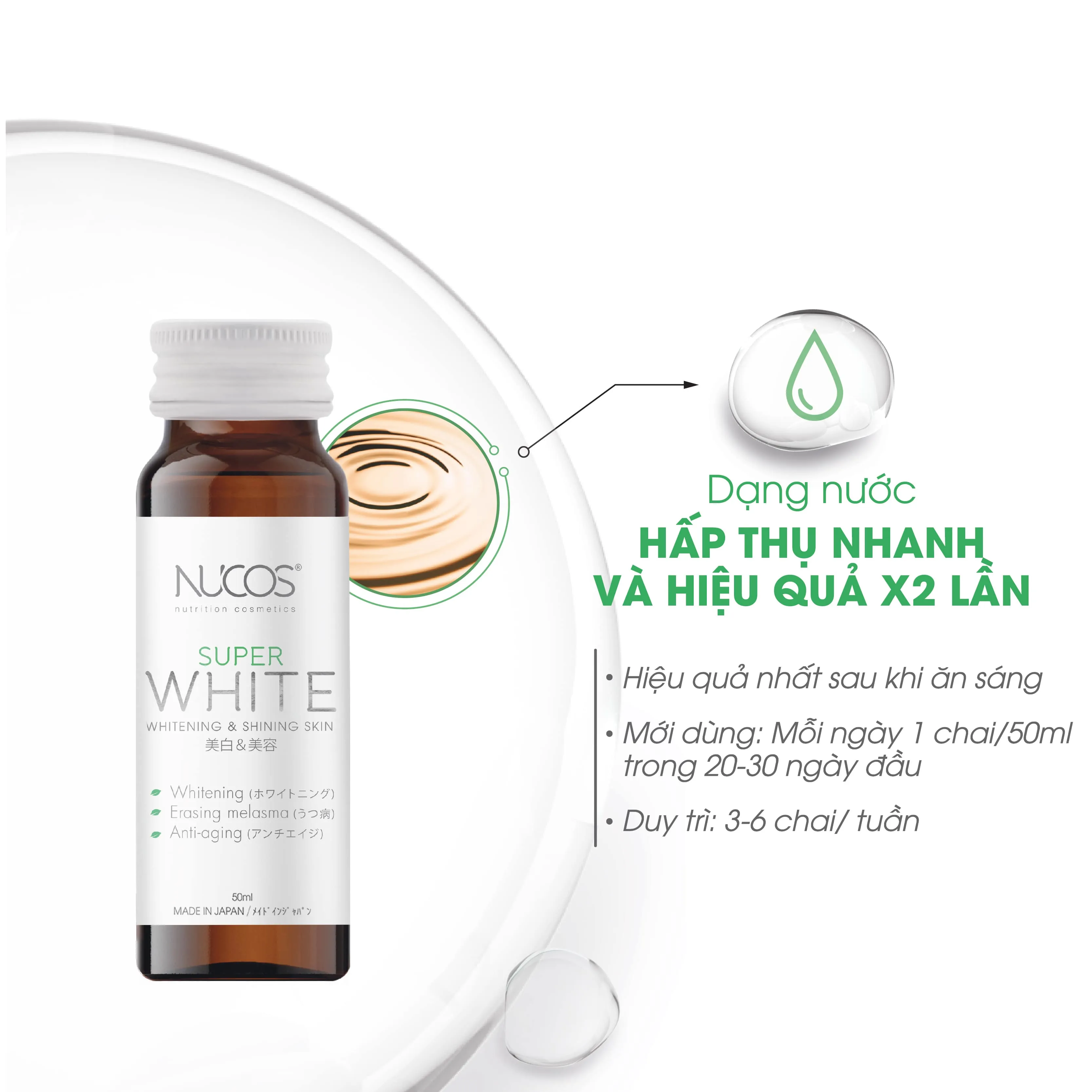 Thực phẩm bảo vệ sức khỏe Nucos Super White (10 chai x 50ml) 2