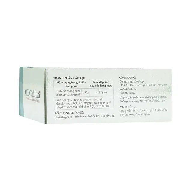 Thực phẩm bảo vệ sức khỏe Opcrilati® Viên Trinh Nữ Hoàng Cung (50 viên) 3