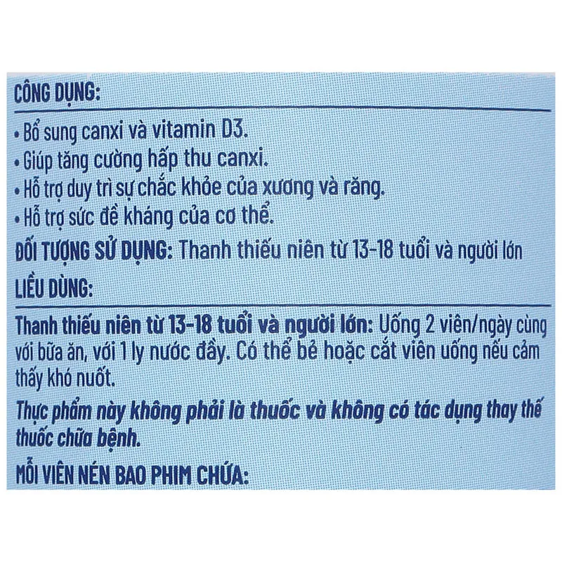 Thực phẩm bảo vệ sức khoẻ: Ostelin Calcium & Vitamin D3 15