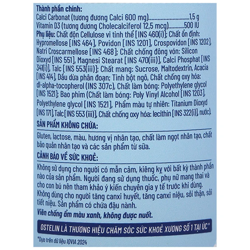 Thực phẩm bảo vệ sức khoẻ: Ostelin Calcium & Vitamin D3 16