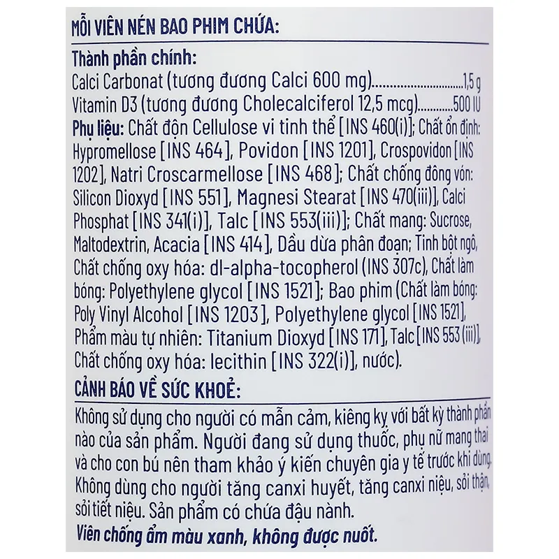 Thực phẩm bảo vệ sức khoẻ: Ostelin Calcium & Vitamin D3 5