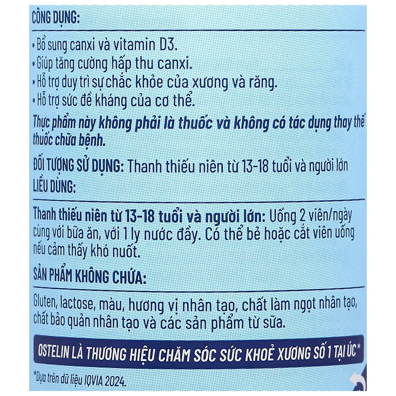 Thực phẩm bảo vệ sức khoẻ: Ostelin Calcium & Vitamin D3 6