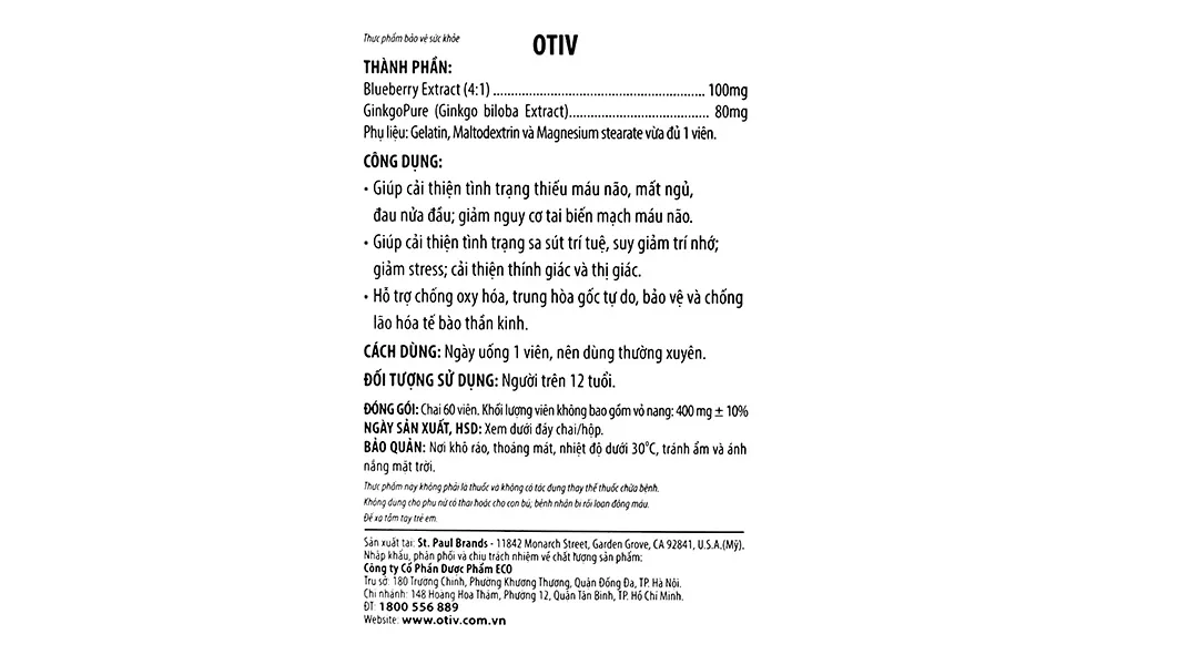 Thực phẩm bảo vệ sức khỏe Otiv 5