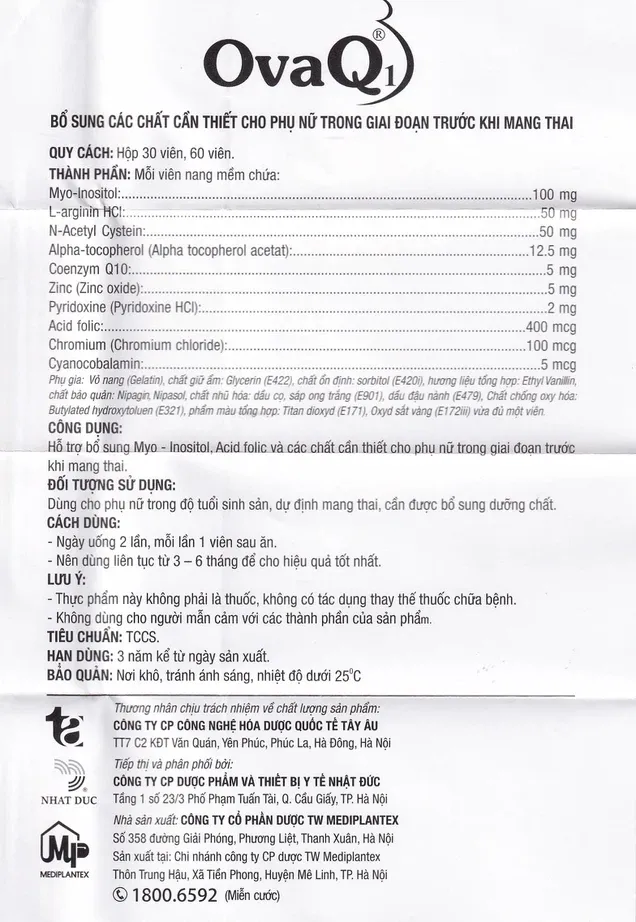 Thực phẩm bảo vệ sức khỏe Ovaq1 (30 Viên) 7