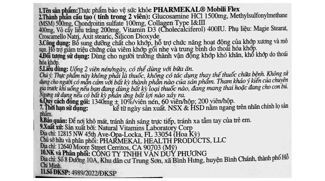 Thực phẩm bảo vệ sức khỏe Pharmekal® Mobili Flex 6