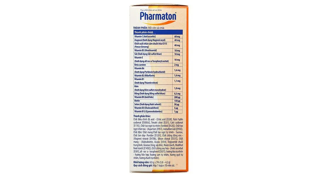 Thực phẩm bảo vệ sức khỏe Pharmaton Energy Fizzi hộp 1 tuýp x 10 viên sủi 4