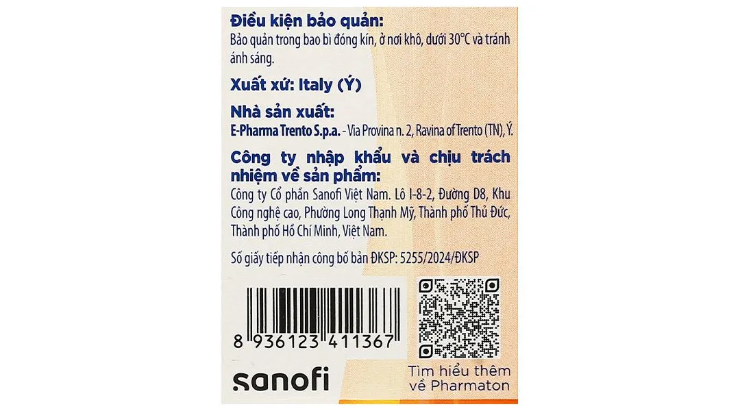 Thực phẩm bảo vệ sức khỏe Pharmaton Energy Fizzi hộp 1 tuýp x 10 viên sủi 9