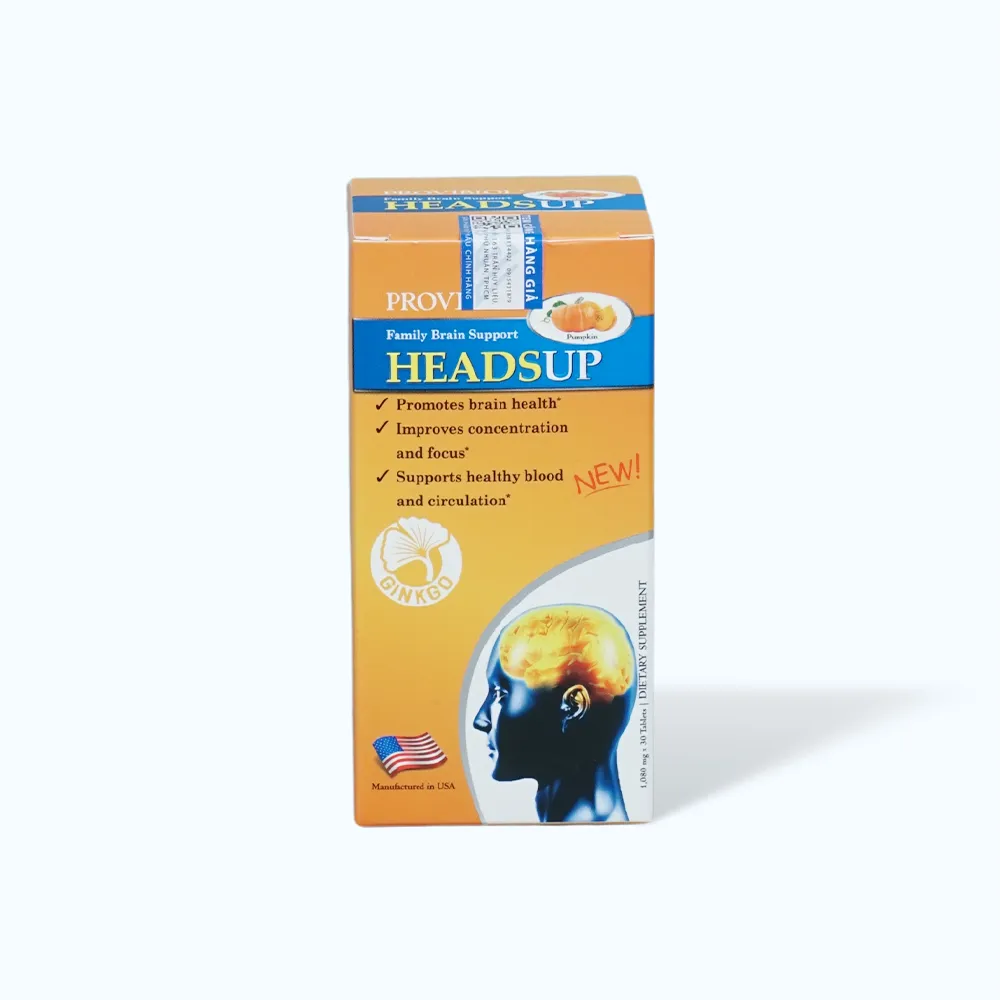 Thực phẩm bảo vệ sức khỏe Provibiol Headsup (Hộp 30 viên) giúp bổ não