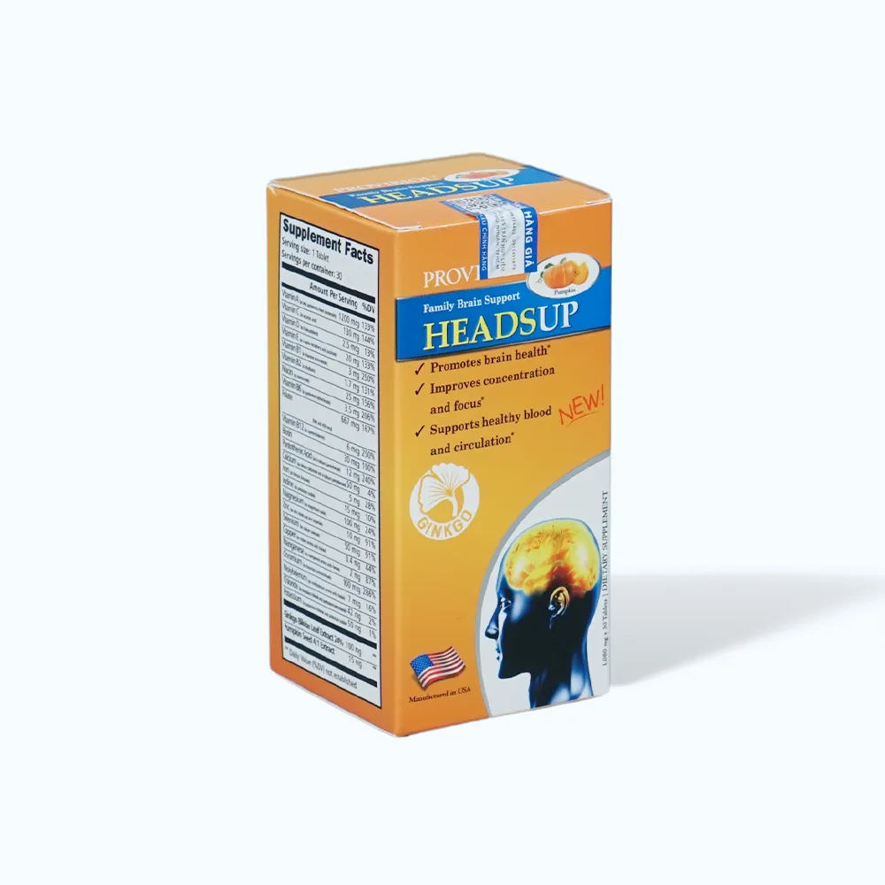 Thực phẩm bảo vệ sức khỏe Provibiol Headsup (Hộp 30 viên) giúp bổ não 2