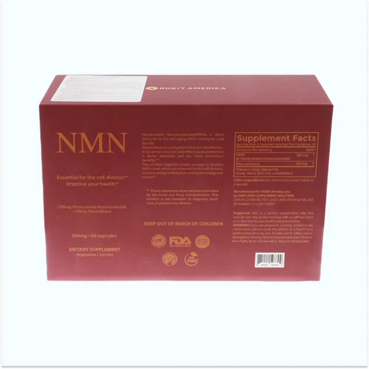 Thực phẩm bảo vệ sức khỏe ROKIT AMERICA NMN (hộp 60 viên) 3
