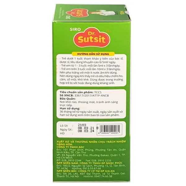 Thực phẩm bảo vệ sức khỏe siro Dr.Sutsit - Hỗ trợ giải cảm, giảm ho (100ml) 4