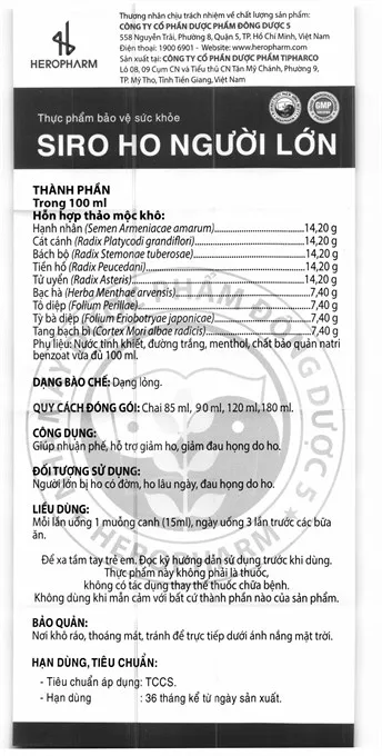 Thực phẩm bảo vệ sức khỏe Siro Ho Người Lớn chai 90ml 9