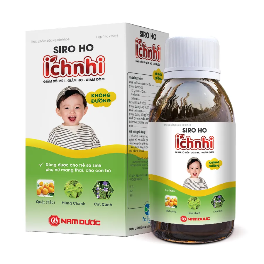 Thực phẩm bảo vệ sức khỏe siro ho - cảm Ích Nhi (90ml)