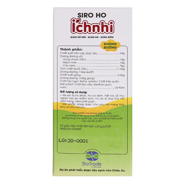 Thực phẩm bảo vệ sức khỏe siro ho - cảm Ích Nhi (90ml) 4