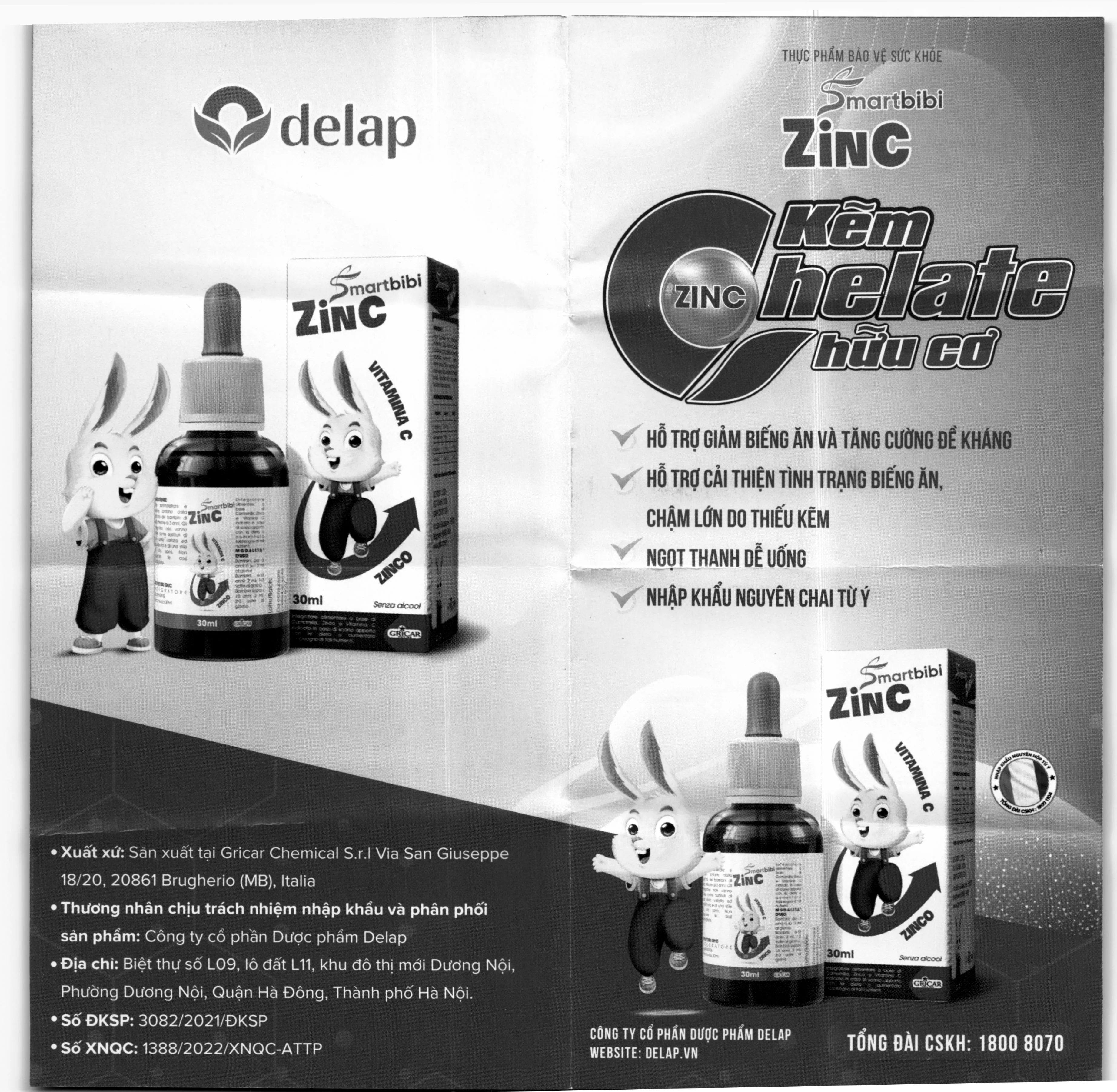Thực phẩm bảo vệ sức khỏe Smartbibi Zinc chai 30ml 8