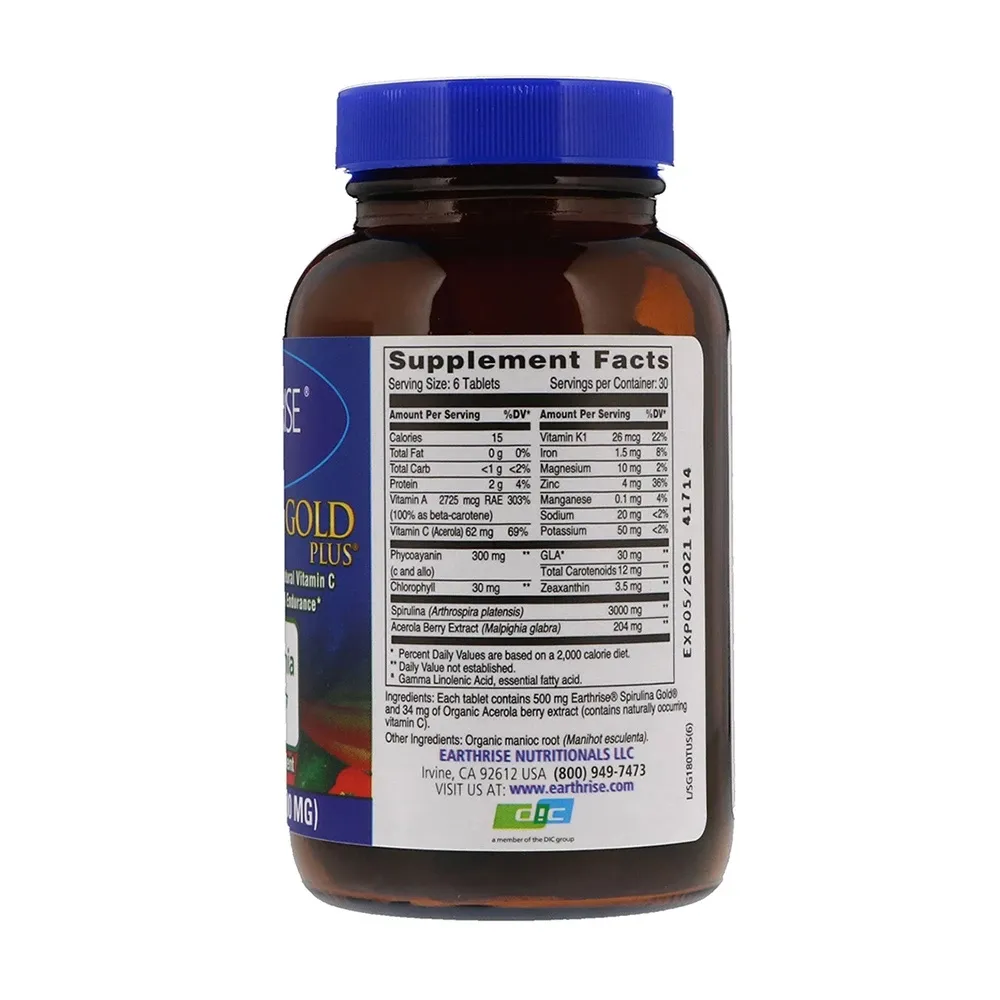 Thực phẩm bảo vệ sức khỏe tảo mặt trời Earthrise Spirulina Gold Plus (360viên) 2