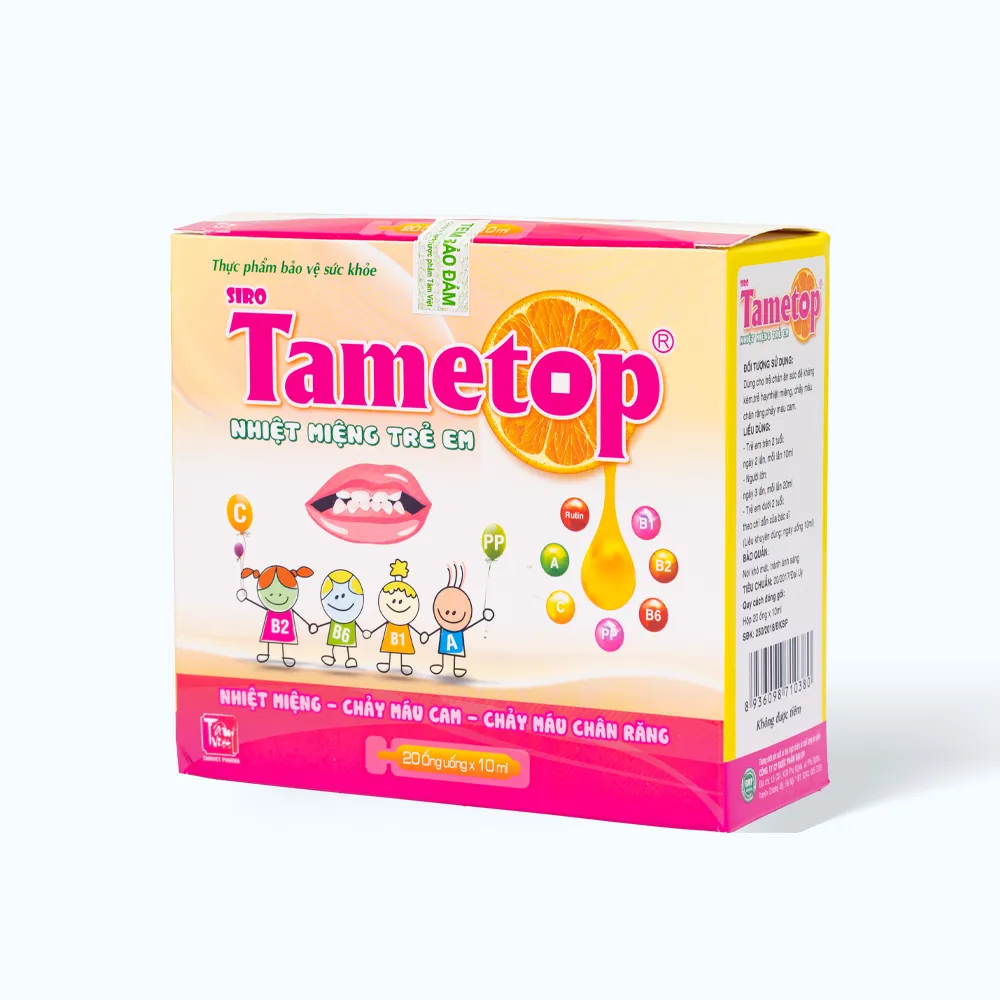 Thực phẩm bảo vệ sức khỏe Tametop hỗ trợ cải thiện tình trạng chán ăn, nhiệt miệng ở trẻ em (Hộp 20 ống) 3