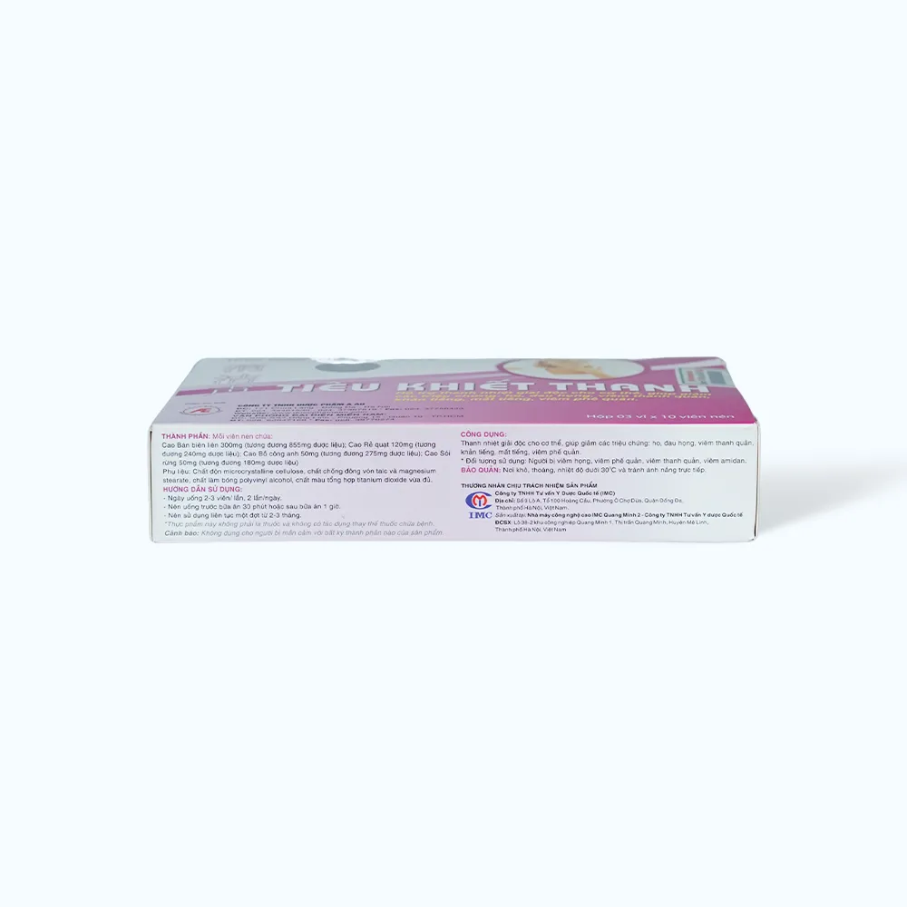 Thực phẩm bảo vệ sức khỏe Tiêu Khiết Thanh (Hộp 30 viên) giúp giảm ho, đau họng 4