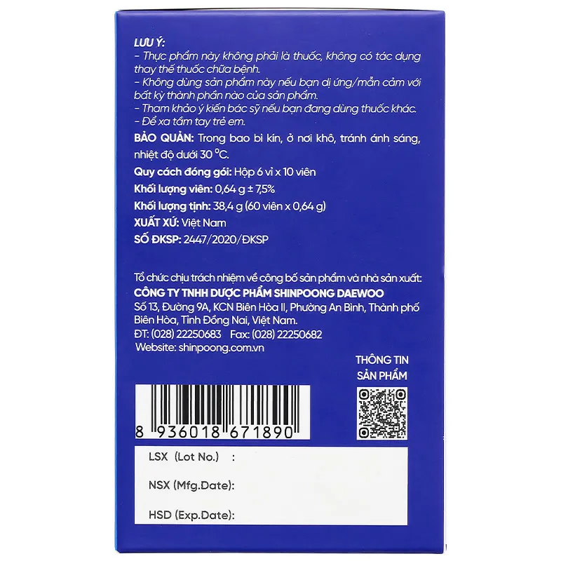 Thực phẩm bảo vệ sức khoẻ: Varobone Glu500 5