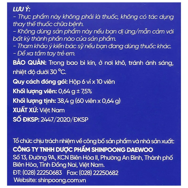 Thực phẩm bảo vệ sức khoẻ: Varobone Glu500 8