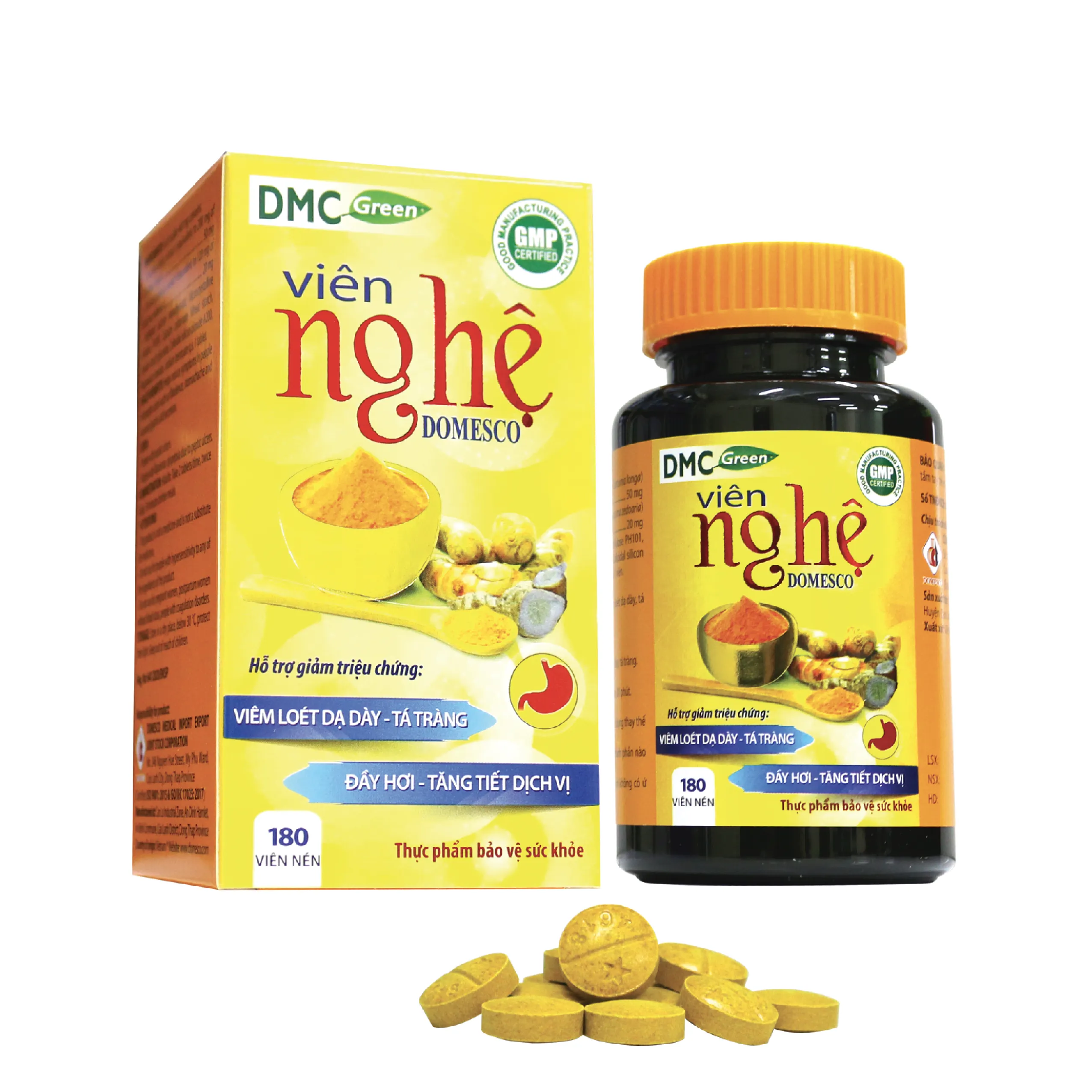 Thực phẩm bảo vệ sức khỏe Viên Nghệ Domesco - hỗ trợ giảm các triệu chứng với người bị viêm loét dạ dày, tá tràng (180 viên)