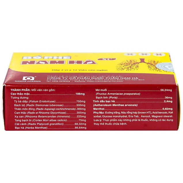 Thực phẩm bảo vệ sức khỏe viên ngậm Bổ Phế Nam Hà XC (24 viên) 3