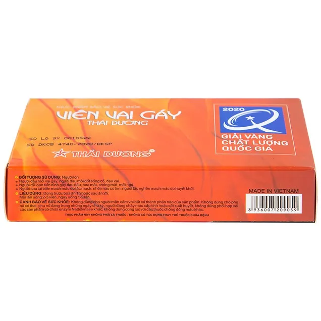 Thực phẩm bảo vệ sức khỏe Viên Vai Gáy Thái Dương (Hộp 2 Vỉ x 15 viên) 5