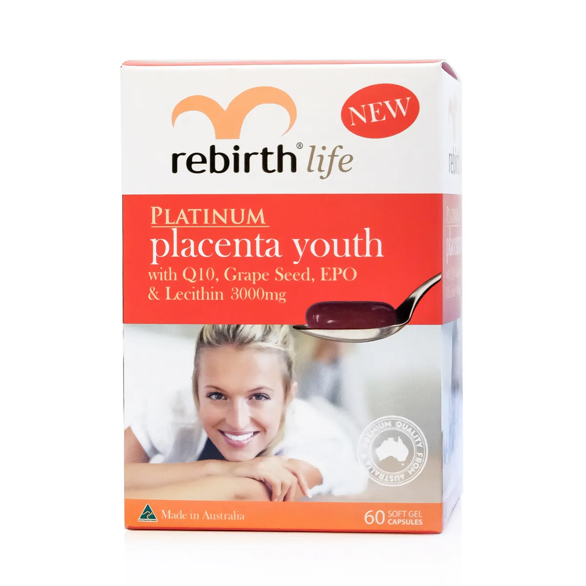 Thực phẩm bảo vệ sức khỏe viên nhau thai cừu Rebirht Platinum Placeta Youth 3000mg (60 viên) 3