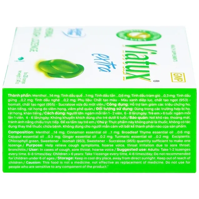 Thực phẩm bảo vệ sức khỏe Viatux Extra không đường (20 viên) 3