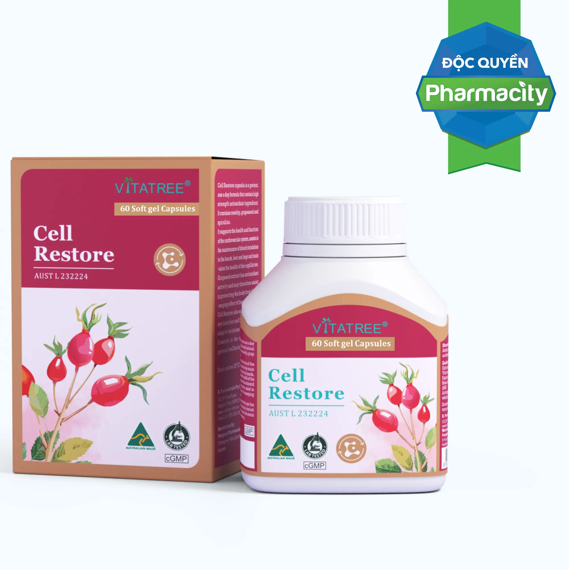Thực phẩm bảo vệ sức khỏe Vitatree Cell Restore (Hộp 60 Viên)
