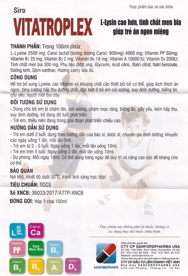 Thực phẩm bảo vệ sức khỏe Vitatroplex (120ml) 2