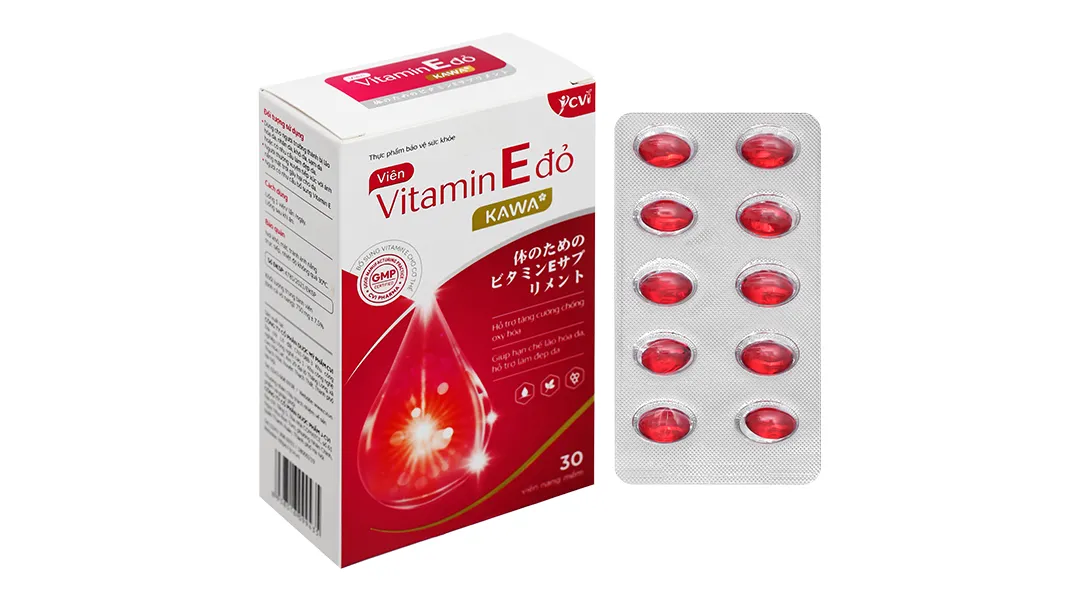 Thực phẩm bảo vệ sức khỏe Vitamin E Đỏ Kawa hộp 30 viên 2