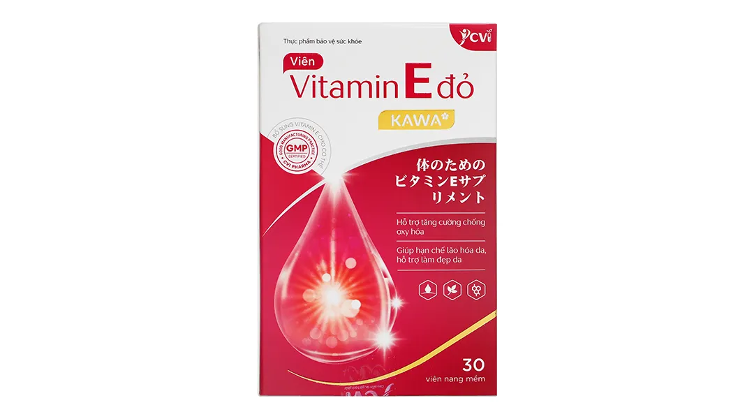 Thực phẩm bảo vệ sức khỏe Vitamin E Đỏ Kawa hộp 30 viên 3