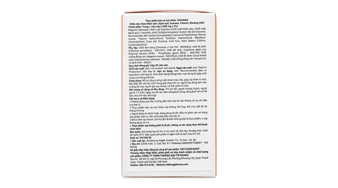 Thực phẩm bảo vệ sức khoẻ: Gigamax 5
