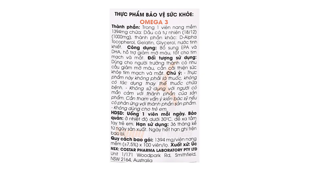 Thực phẩm bảo vệ sức khoẻ: Omega 3 13
