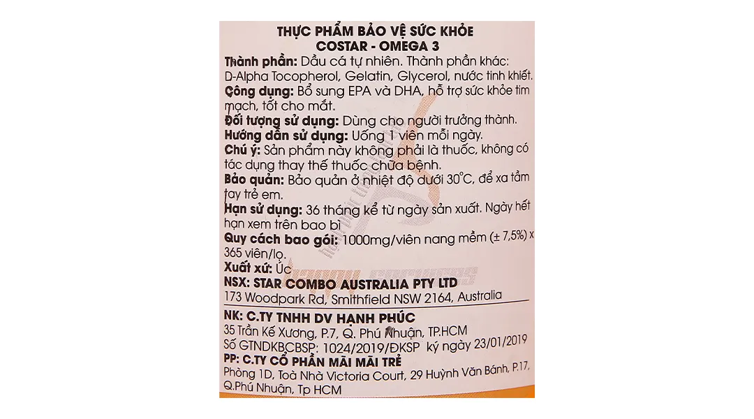 Thực phẩm bảo vệ sức khoẻ: Omega 3 6